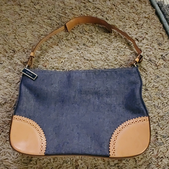 Coach Authentic Girlie Denim Tan Leather Purse